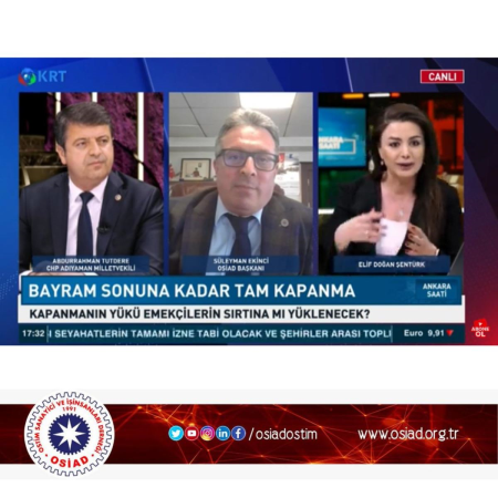 <p><span style="color: rgb(62, 69, 76); font-family: Roboto, sans-serif;">OSİAD Yönetim Kurulu Başkanı Süleyman EKİNCİ KRT TV'de Elif Şafak DOĞAN'ın programında canlı yayın konuğu oldu.&nbsp; Alınan son tedbirler ve kısıtlamalar hakkında yaşanan aksaklıkları ve eksiklikleri dile getirdi.</span></p><p><a href="https://www.youtube.com/watch?v=cWdeym5rTK8" target="_blank" style="margin: 0px; padding: 0px; border: 0px; background: rgb(255, 255, 255); outline: -webkit-focus-ring-color auto 5px; vertical-align: top; text-decoration-line: underline; transition: color 0.4s ease 0s, background-color 0.4s ease 0s; color: rgb(255, 104, 13); outline-offset: -2px; font-family: Roboto, sans-serif;">Yayın izleme linki</a><span style="color: rgb(62, 69, 76); font-family: Roboto, sans-serif;"><br></span><br></p>